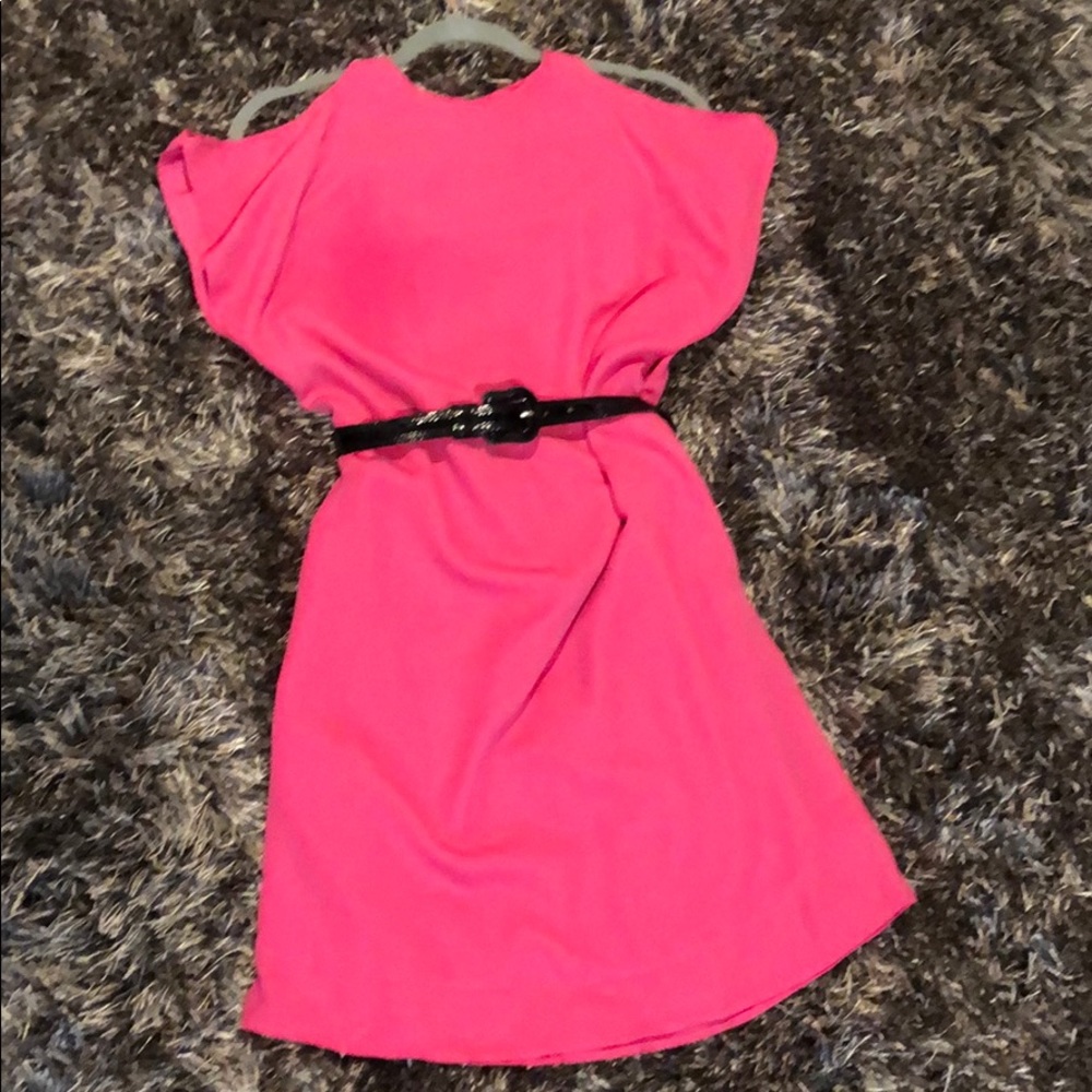 Hot pink, shoulder cut-out dress
